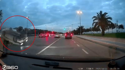 Makas atan otomobil metrelerce sürüklendi