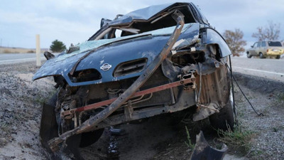 Kırıkkale'de feci kaza! Takla atan otomobil hurdaya döndü