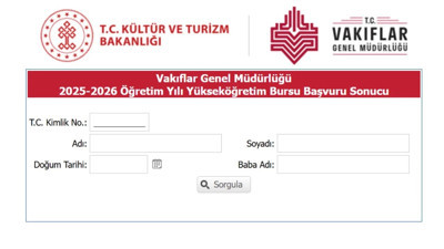 VGM burs sonuçları sorgulama ekranı 2025