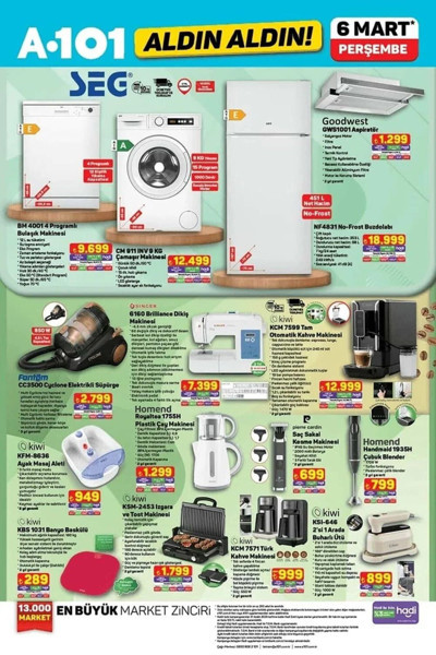 İşte A101 6 Mart indirimli ürünler! Elektrikli süpürge, televizyon ünitesi, tost makinesi, kahve makinesi... - Resim: 3