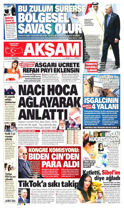 Akşam Gazetesi Manşeti