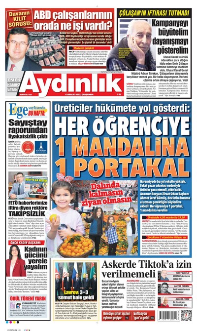 Aydınlık Gazetesi Gazetesi Manşeti