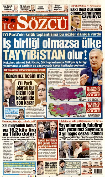 Sözcü Gazetesi Manşeti