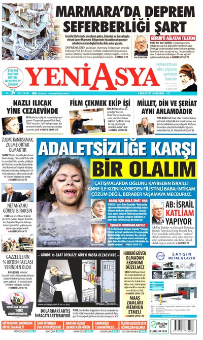 Yeni Asya Gazetesi Manşeti