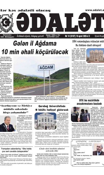 Adalet Gazetesi Manşeti