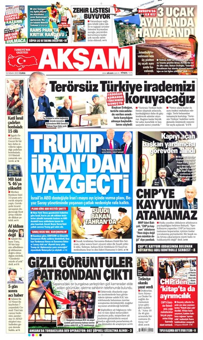 Akşam Gazetesi Manşeti