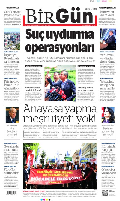 BirGün Gazetesi Manşeti