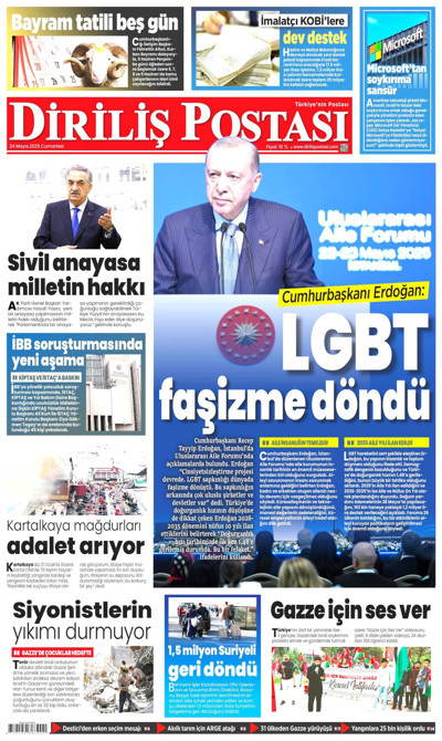 Diriliş Postası Gazetesi Manşeti