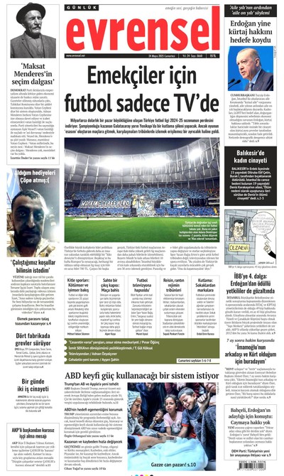 Evrensel Gazetesi Manşeti