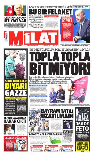Milat Gazetesi Manşeti