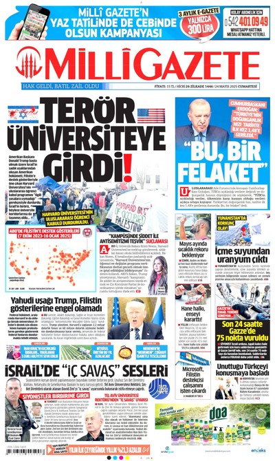 Milli Gazete Gazetesi Manşeti