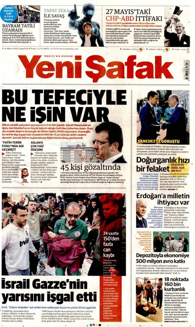 Yeni Şafak Gazetesi Manşeti