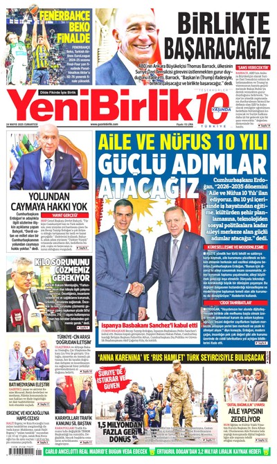 YeniBirlik Gazetesi Manşeti