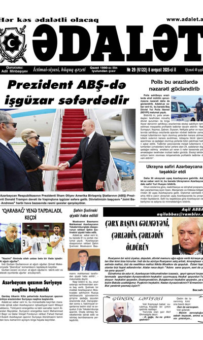 Adalet Gazetesi Manşeti