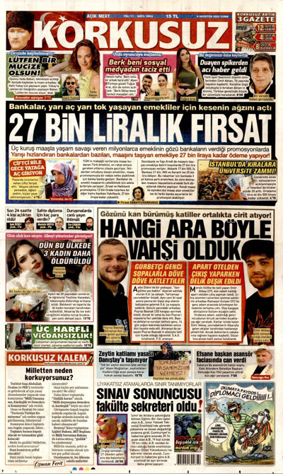 Korkusuz Gazetesi Manşeti