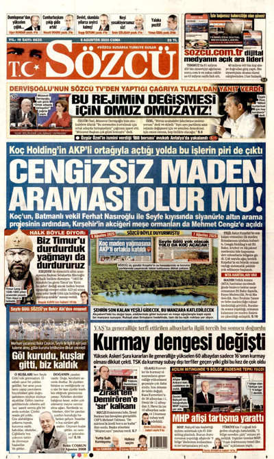 Sözcü Gazetesi Manşeti