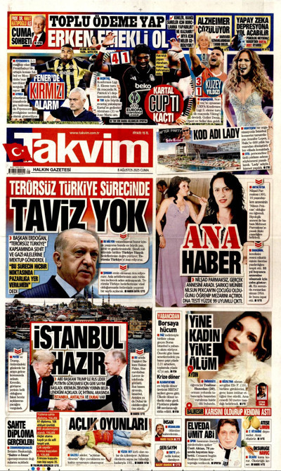 Takvim Gazetesi Manşeti
