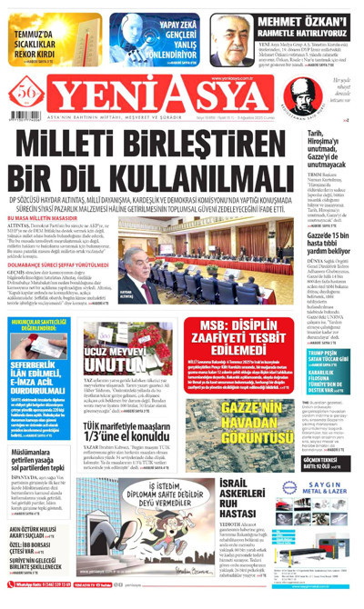 Yeni Asya Gazetesi Manşeti