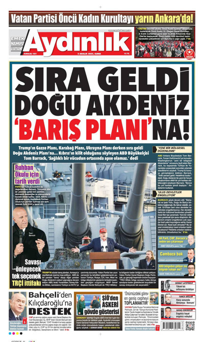 Aydınlık Gazetesi Gazetesi Manşeti