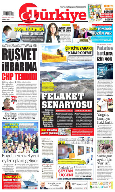 Türkiye Gazetesi Gazetesi Manşeti