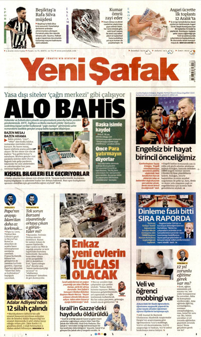 Yeni Şafak Gazetesi Manşeti