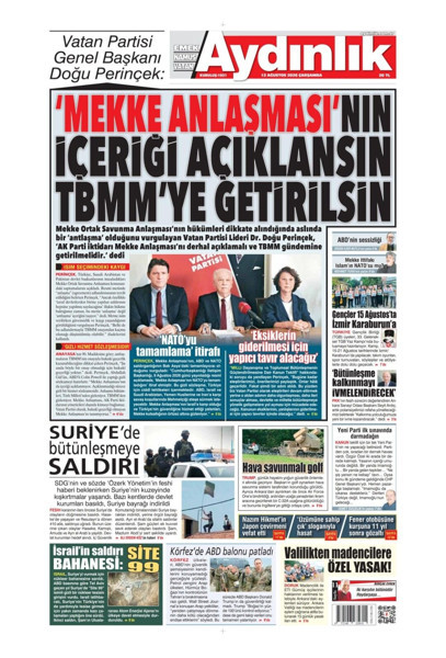 Gazete manşetleri 12 Ağustos Çarşamba - Resim: 1