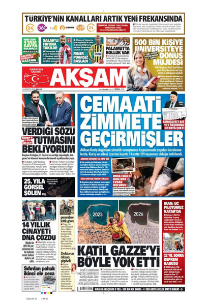 Gazete manşetleri 16 Ağustos Pazar - Resim: 8