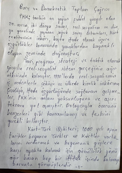 Türkiye bunu konuşuyor! PKK lideri Öcalan'ın el yazısı ile yazdığı bildiri - Resim: 2