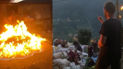 Çaykur'un önünde çaylarını yaktı