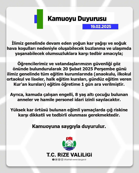 'Okullar tatil' açıklamaları peş peşe geldi! 20 Şubat Perşembe hangi illerde okullar tatil? İşte tam liste... - Resim: 16