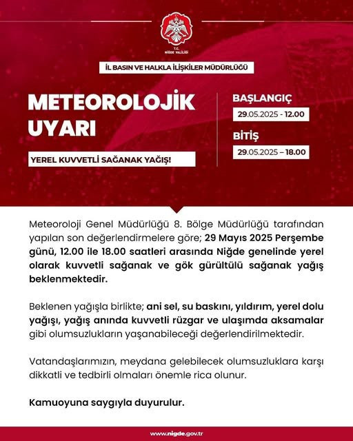 Niğde için son dakika uyarısı geldi! - Resim : 1