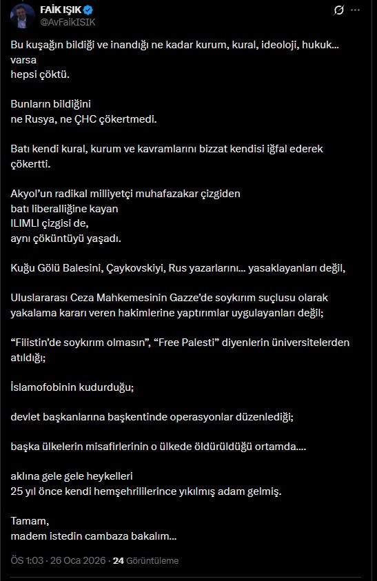 Av. Faik Işık'tan Taha Akyol'un yeni kitabına eleştiri: 'Bu kuşağın bildiği, inandığı ne kadar kurum varsa çöktü' - Resim : 2