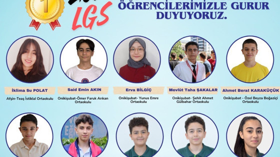 Kahramanmaraş'ta 10 öğrenci Türkiye birincisi oldu! İşte LGS birincileri