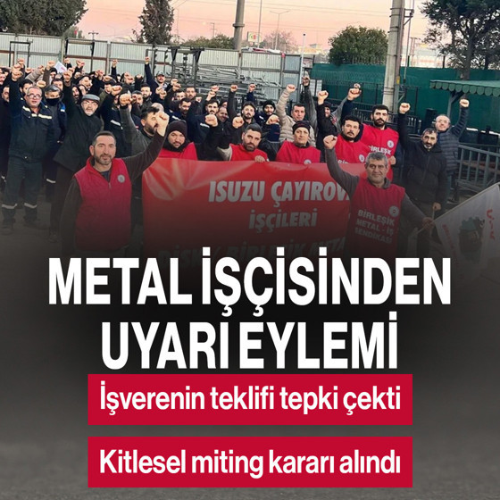 Metal işçisinden uyarı eylemi