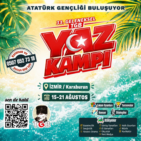 Atatürk gençliğinin yaz kampı başlıyor! TGB, 15 Ağustos’ta İzmir/Karaburun’da