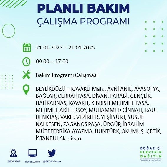 İstanbul'da uzun süreli elektrik kesintisi: 22 ilçe etkileniyor! Beşiktaş, Bahçelievler, Silivri... - Resim: 36