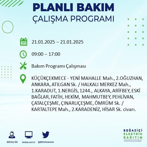 İstanbul'da uzun süreli elektrik kesintisi: 22 ilçe etkileniyor! Beşiktaş, Bahçelievler, Silivri... - Resim: 16