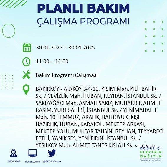 İstanbul'da 20 ilçede elektrikler kesilecek! 30 Ocak 2025 İstanbul'da elektrik kesintileri: Bakırköy, Avcılar, Silivri... - Resim: 58
