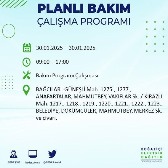 İstanbul'da 20 ilçede elektrikler kesilecek! 30 Ocak 2025 İstanbul'da elektrik kesintileri: Bakırköy, Avcılar, Silivri... - Resim: 61