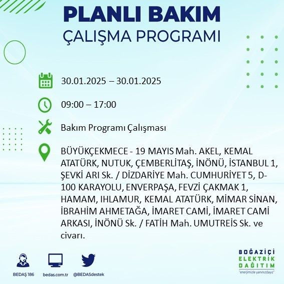 İstanbul'da 20 ilçede elektrikler kesilecek! 30 Ocak 2025 İstanbul'da elektrik kesintileri: Bakırköy, Avcılar, Silivri... - Resim: 41