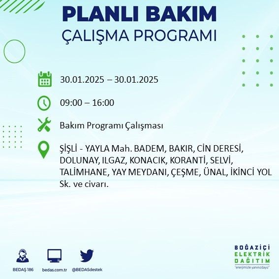 İstanbul'da 20 ilçede elektrikler kesilecek! 30 Ocak 2025 İstanbul'da elektrik kesintileri: Bakırköy, Avcılar, Silivri... - Resim: 1