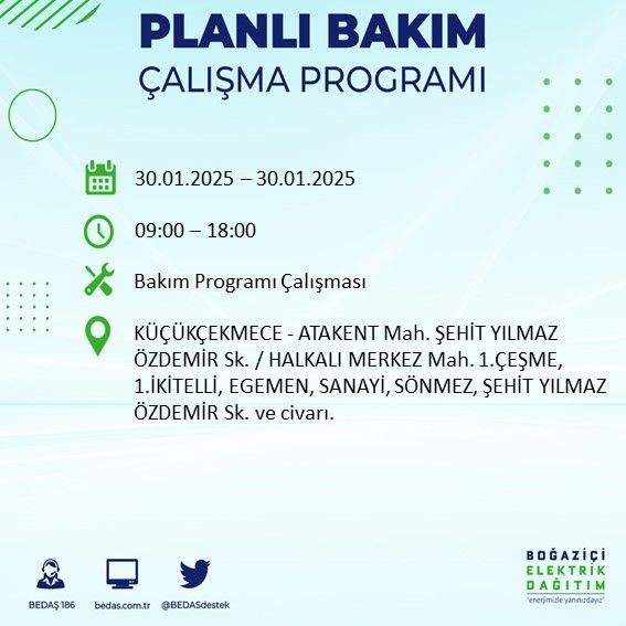 İstanbul'da 20 ilçede elektrikler kesilecek! 30 Ocak 2025 İstanbul'da elektrik kesintileri: Bakırköy, Avcılar, Silivri... - Resim: 20