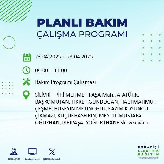 23 Nisan için o ilçeler uyarıldı! İstanbul'da 6 ilçede elektrik kesintisi yaşanacak! - Resim: 14