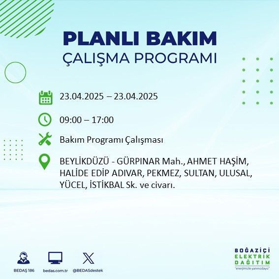 23 Nisan için o ilçeler uyarıldı! İstanbul'da 6 ilçede elektrik kesintisi yaşanacak! - Resim: 2