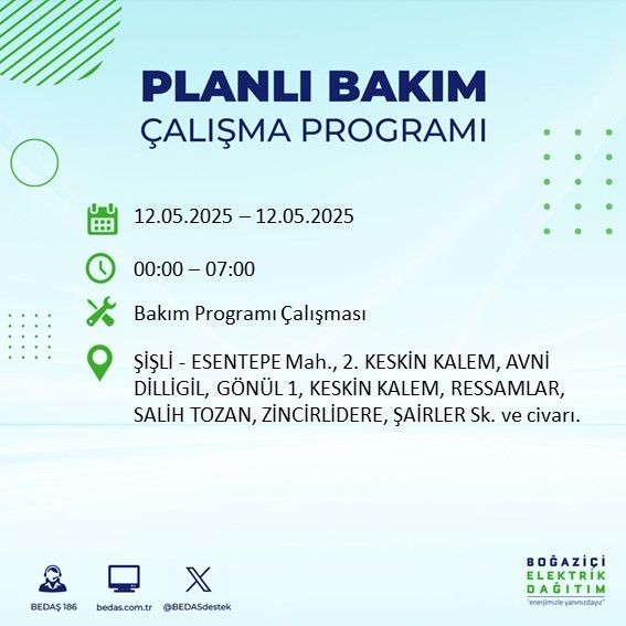 İstanbul'da o ilçeler karanlığa gömülecek! 12 Mayıs Pazartesi elektrik kesintileri listesi - Resim: 56