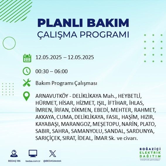 İstanbul'da o ilçeler karanlığa gömülecek! 12 Mayıs Pazartesi elektrik kesintileri listesi - Resim: 1