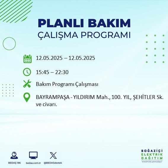 İstanbul'da o ilçeler karanlığa gömülecek! 12 Mayıs Pazartesi elektrik kesintileri listesi - Resim: 14