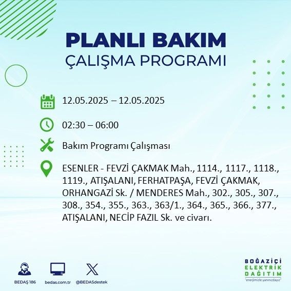 İstanbul'da o ilçeler karanlığa gömülecek! 12 Mayıs Pazartesi elektrik kesintileri listesi - Resim: 24