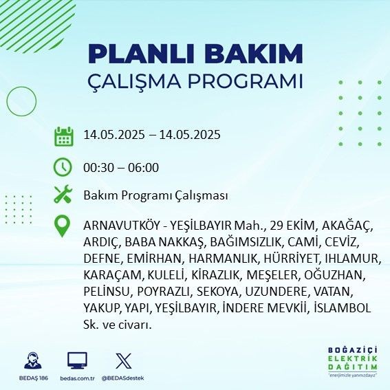 İstanbul'un büyük bölümü karanlığa gömülecek! 14 Mayıs Çarşamba elektrik kesintileri listesi - Resim: 6