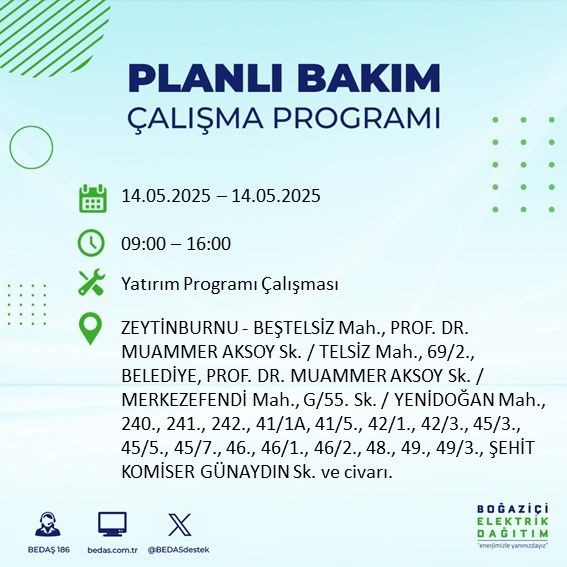İstanbul'un büyük bölümü karanlığa gömülecek! 14 Mayıs Çarşamba elektrik kesintileri listesi - Resim: 77